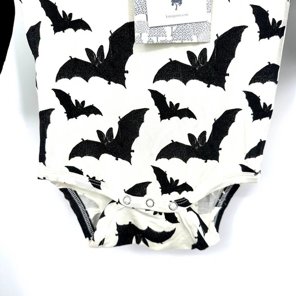 KATE QUINN Halloween Black Bat Bamboo Long Sleeve Baseball Henley 6-12M NEW - Picture 4 of 5